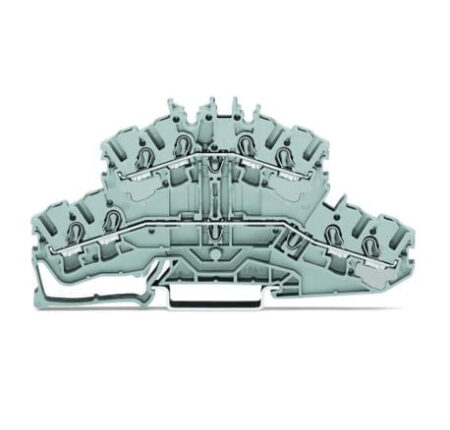 2002-2401, BORNERA DE PASO 2.5MM2, 2 PISOS, SECCION (1-2.5)MM2/(18-14)AWG, 24A 800V, CONEX. PUSH IN CAGE CLAMP, GRIS