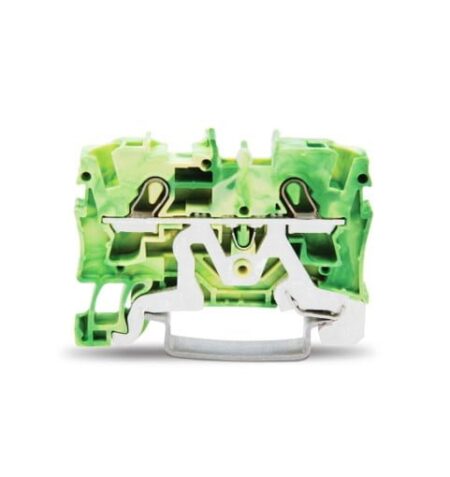 2004-1207, BORNERA DE PASO 4MM2, SECCION(1.5-4)MM2/(18-12)AWG, CONEX. PUSH-IN CAGE CLAMP, VERDE/AMARILLO