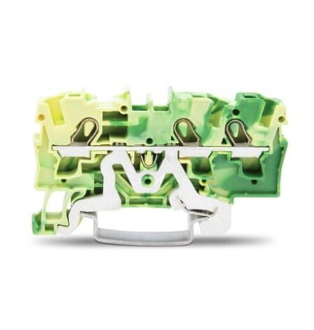 2004-1307, BORNERA DE PASO 4MM2, SECCION(1.5-4)MM2/(18-12)AWG, CONEX. PUSH-IN CAGE CLAMP, VERDE/AMARILLO