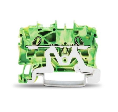2006-1207, BORNERA DE PASO 6MM2, SECCION(2.5-6)MM2/(16-10)AWG CONEX. PUSH-IN CAGE CLAMP, VERDE/AMARILLO