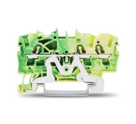 2006-1307, BORNERA DE PASO 6MM2, SECCION(2,5-6)MM2/(14-10)AWG, CONEX. PUSH-IN CAGE CLAMP, VERDE/AMARILLO