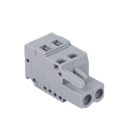 231-202/026-000, CONECTOR HEMBRA 2 POLOS DE 7.5MM, SECCION (0.08-2.5)MM2/(28-12)AWG, 15A 600VAC, CONEX. CAGE CLAMP, GRIS