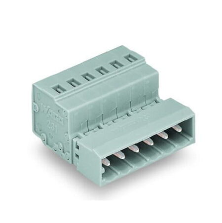 231-605, CONECTOR MACHO 5 POLOS DE 5MM, SECCION (0.08-2.5)MM2/(28-12)AWG, 15A 600VAC, CONEX. CAGE CLAMP, GRIS