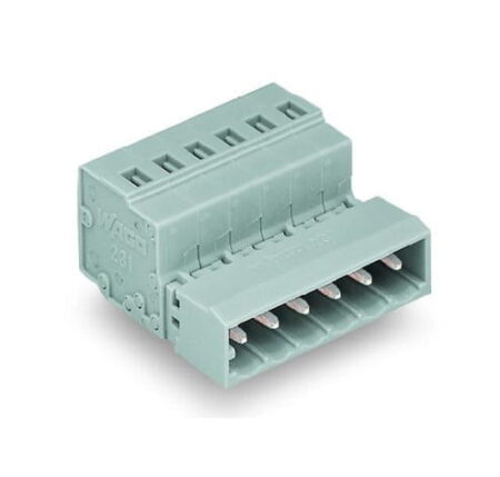 231-608, CONECTOR MACHO 8 POLOS DE 5MM, SECCION (0.08-2.5)MM2/(28-12)AWG, 15A 600VAC, CONEX. CAGE CLAMP, GRIS