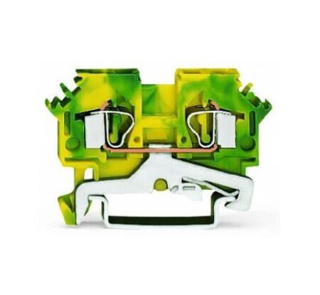 281-607, BORNERA DE PASO 4MM2, SECCION (0.08-4)MM2/(28-12)AWG, CONEX. CAGE CLAMP, VERDE/AMARILLO