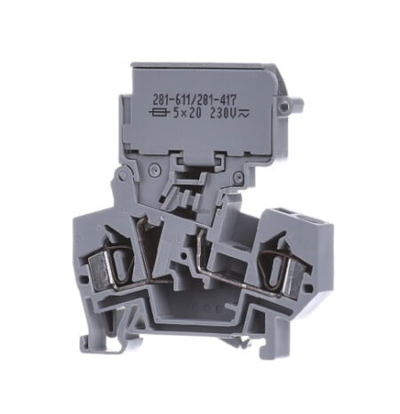 281-611/281-417, BORNERA C/ PORTAFUSIBLE P/ 5X20MM, SECCION (0.08-4)MM2/(28-12)AWG, 10A 800V, CONEX. CAGE CLAMP