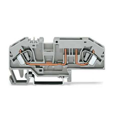 282-696, BORNERA DE PASO 6MM2, SECCION (0.2-6)MM2/(24-10)AWG, 30A 400V, CONEX. CAGE CLAMP, GRIS, C/ PORTAFUSIBLE