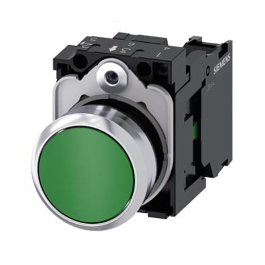 3SU1150-0AB40-1BA0. PULSADOR METALICO RASANTE VERDE