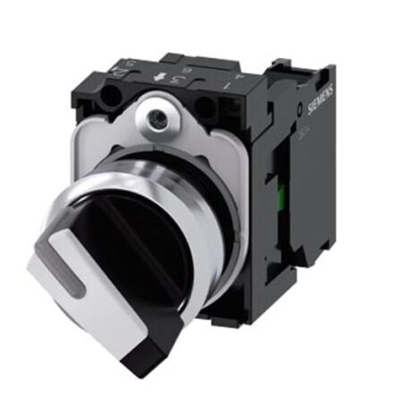 3SU1150-2BF60-1MA0, SELECTOR METALICO MANETA CORTA, 0-1, 2 POSICIONES FIJAS, 1NC, DIAM. 22MM