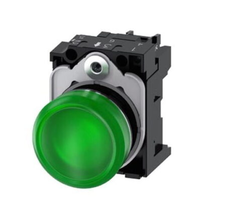 3SU1152-6AA40-1AA0, PILOTO VERDE LUMINOSO LED 24VAC/DC, DIAM. 22MM, METALICO