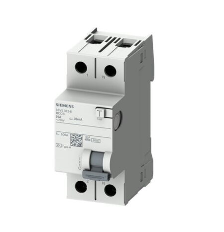 5SV5312-0, INT. DIFERENCIAL 5SV 2X25A 30MA, RIEL DIN