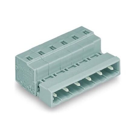 731-607, CONECTOR MACHO 7 POLOS DE 7.5MM, SECCIÓN (0.08-2.5)MM2/(28-12)AWG, 15A 600VAC, CONEX. CAGE CLAMP, GRIS