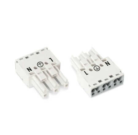 770-223, CONECTOR HEMBRA 3 POLOS 600V 25A, CONEX. PUSH-IN CAGE CLAMP, BLANCO