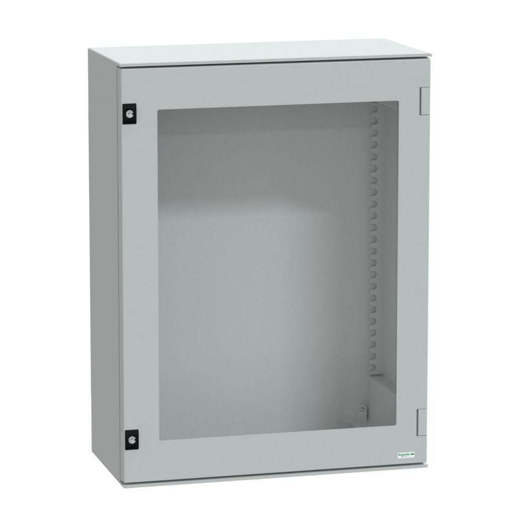 NSYPLM86TG. TABLERO POLIESTER ADOSABLE PUERTA TRANSPARENTE