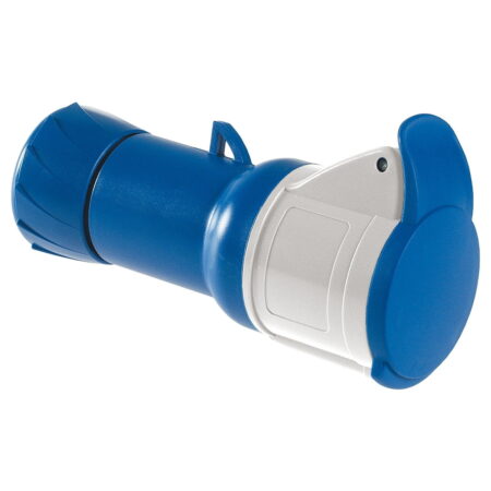 PKF32M423, TOMACORRIENTE INDUSTRIAL AEREO 32A 2P+T 250VAC, COLOR AZUL, IP44 PKF32M423, TOMACORRIENTE INDUSTRIAL AEREO 32A 2P+T 250VAC, COLOR AZUL, IP44