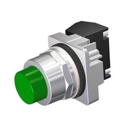 US2:52PM8B3A, PULSADOR METALICO SALIENTE VERDE, 1NA/1NC, DIAM. 30.5MM