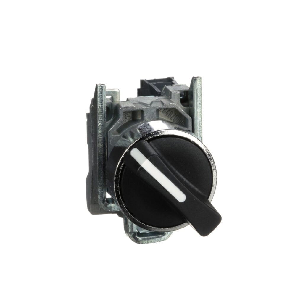 XB4BD21. SELECTOR METALICO NEGRO MANETA CORTA
