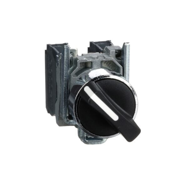 XB4BD25. SELECTOR METALICO NEGRO MANETA CORTA