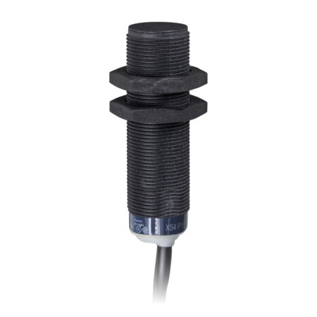 XS4P18MA230, SENSOR INDUCTIVO RASANTE PLASTICO M18, ALC. 8MM, RELE NA, 2 HILOS, 24-240VAC/VDC, CABLE 2MT, IP68