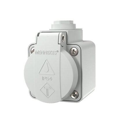 10081, TOMACORRIENTE INDUSTRIAL VISIBLE SCHUKO 16A 2P+T 230V, COLOR GRIS, IP44 10081, TOMACORRIENTE INDUSTRIAL VISIBLE SCHUKO 16A 2P+T 230V, COLOR GRIS, IP44