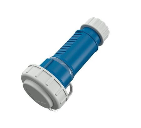 10833, TOMACORRIENTE INDUSTRIAL AEREO SCHUKO 16A 2P+T 230V, COLOR AZUL, HERMETICO, IP68