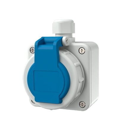 10863, TOMACORRIENTE INDUSTRIAL VISIBLE SCHUKO 16A 2P+T 230V, COLOR AZUL, HERMETICO, IP68 10863, TOMACORRIENTE INDUSTRIAL VISIBLE SCHUKO 16A 2P+T 230V, COLOR AZUL, HERMETICO, IP68