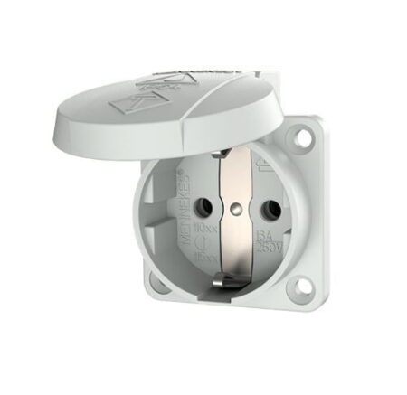 11010, TOMACORRIENTE INDUSTRIAL EMPOTRABLE SCHUKO 16A 2P+T 230V, COLOR GRIS, IP54