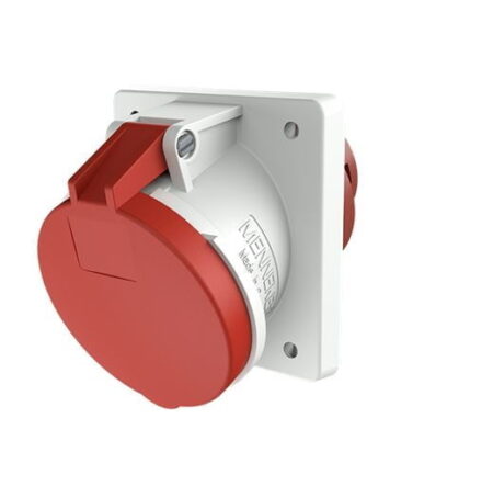 1151A, TOMACORRIENTE INDUSTRIAL EMPOTRABLE 63A 3P+T 415V, COLOR ROJO 6H, IP44