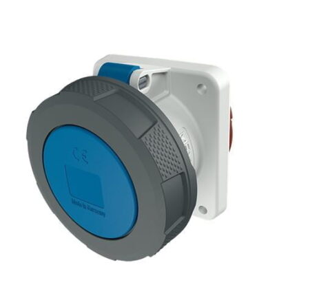 1264A, TOMACORRIENTE INDUSTRIAL EMPOTRABLE 63A 2P+T 250V, COLOR AZUL 6H, IP67