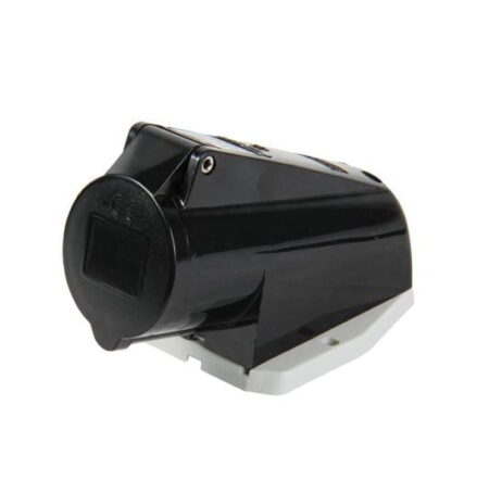 1269, TOMACORRIENTE INDUSTRIAL VISIBLE 16A 3P+T 500V, COLOR NEGRO 7H, IP44, LIBRE DE HALOGENO