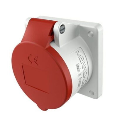 1390, TOMACORRIENTE INDUSTRIAL EMPOTRABLE RECTO 16A 3P+T 415V, COLOR ROJO 6H, IP44
