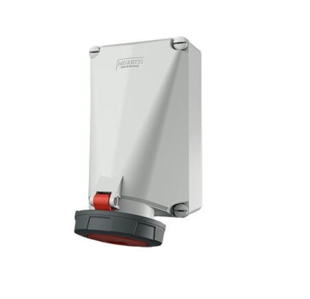 143, TOMACORRIENTE INDUSTRIAL VISIBLE 125A 3P+N+T 415V, COLOR ROJO 6H, IP67