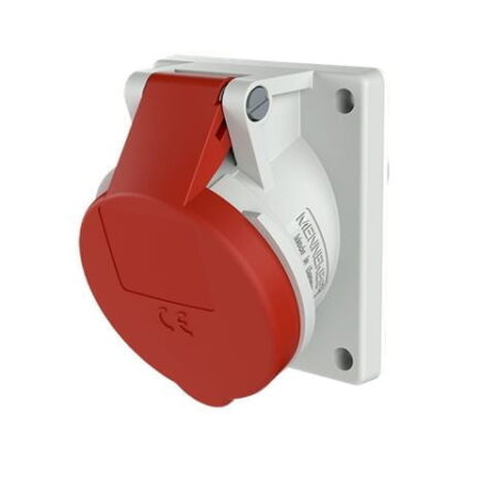 1467, TOMACORRIENTE INDUSTRIAL EMPOTRABLE 16A 3P+T 415V, COLOR ROJO 6H, IP44