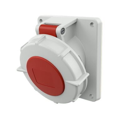 1485, TOMACORRIENTE INDUSTRIAL EMPOTRABLE 16A 3P+N+T 415V, COLOR ROJO 6H, IP67