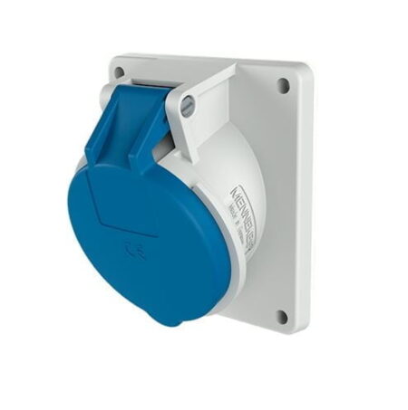 1492, TOMACORRIENTE INDUSTRIAL EMPOTRABLE 32A 2P+T 250V, COLOR AZUL 6H, IP44