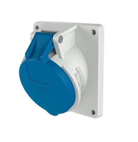 1495, TOMACORRIENTE INDUSTRIAL EMPOTRABLE 32A 3P+T 250V, COLOR AZUL 9H, IP44