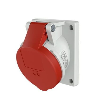 1496, TOMACORRIENTE INDUSTRIAL EMPOTRABLE 32A 3P+T 415V, COLOR ROJO 6H, IP44