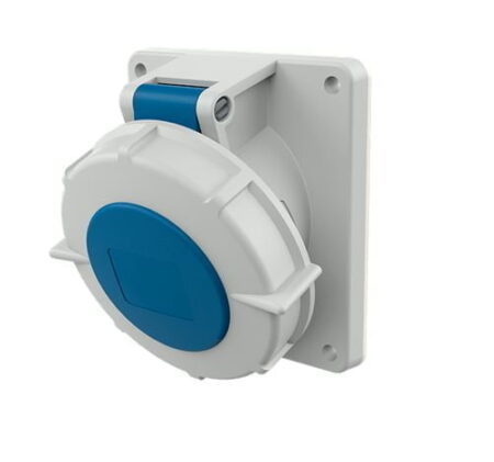 1502, TOMACORRIENTE INDUSTRIAL EMPOTRABLE 32A 2P+T 250V, COLOR AZUL 6H, IP67