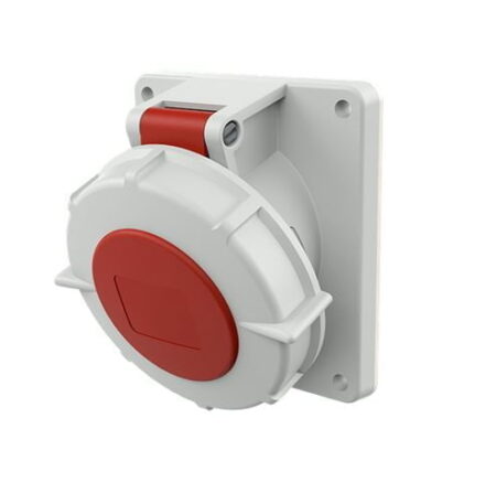 1506, TOMACORRIENTE INDUSTRIAL EMPOTRABLE 32A 3P+T 415V, COLOR ROJO 6H, IP67