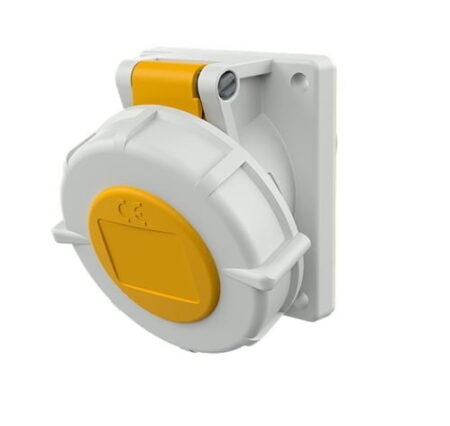 1700, TOMACORRIENTE INDUSTRIAL EMPOTRABLE 16A 2P+T 110V, COLOR AMARILLO 4H, IP67, TWINCONTACT