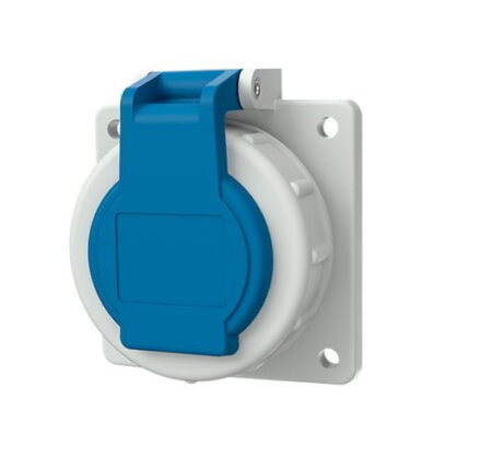 17006, TOMACORRIENTE INDUSTRIAL EMPOTRABLE SCHUKO 16A 2P+T 230V, COLOR AZUL, HERMETICO, IP68