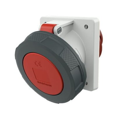 212A, TOMACORRIENTE INDUSTRIAL EMPOTRABLE 125A 3P+T 415V, COLOR ROJO 6H, IP67