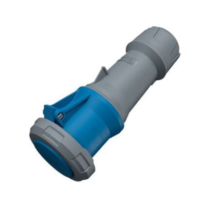 3403, TOMACORRIENTE INDUSTRIAL AEREO 63A 2P+T 250V, COLOR AZUL 6H, IP67, POWERTOP PLUS