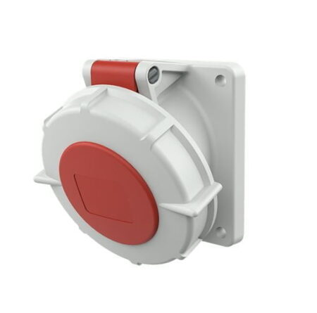 3524, TOMACORRIENTE INDUSTRIAL EMPOTRABLE 32A 3P+N+T 415V, COLOR ROJO 6H, IP67