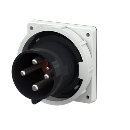 3657, ENCHUFE INDUSTRIAL EMPOTRABLE 63A 3P+T 500V, COLOR NEGRO 7H, IP67