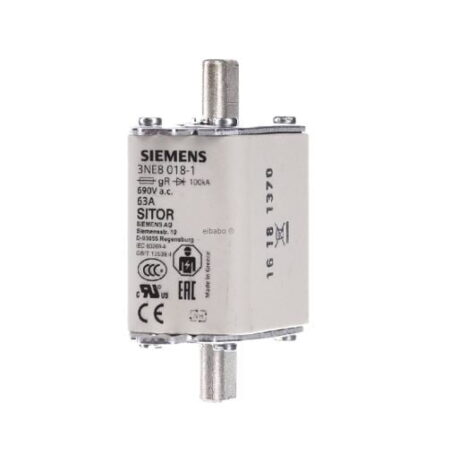 3NE8018-1, FUSIBLE SITOR NH00 63A GR, TAM. 00