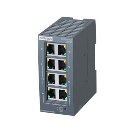 6GK5008-0BA10-1AB2, SCALANCE XB008, SWITCH ETHERNET INDUSTRIAL, 8 PUERTOS RJ45, LED DE DIAGNOSTICO, IP20. NO ADMINISTRABLE, 24VDC