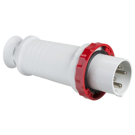 81382, ENCHUFE INDUSTRIAL AEREO 63A 3P+T 415VAC, COLOR ROJO, IP67