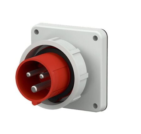 832, ENCHUFE INDUSTRIAL EMPOTRABLE 32A 3P+T 415V, COLOR ROJO 6H, IP67