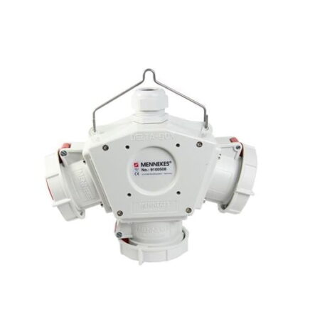 9100508, TOMACORRIENTE INDUSTRIAL TRIPLE AEREO 32A 3P+T 415V, COLOR ROJO 6H, IP67, DELTA BOX